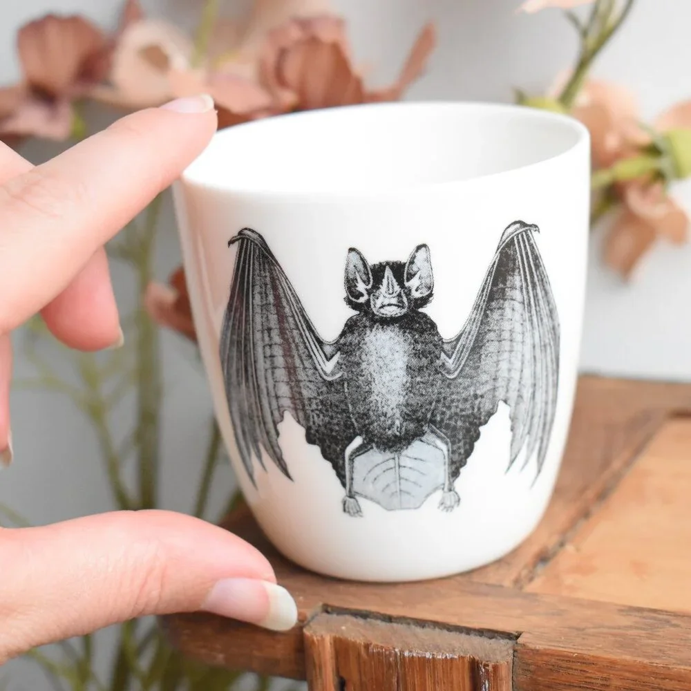 Vintage Small Porcelain Gothic Vampire Bat Cup VHTF